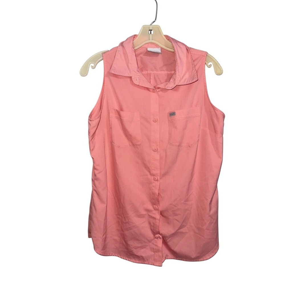 Columbia Pink Sleeveless Button Up Shirt Size M‎ Outdoor Travel Sun Protection